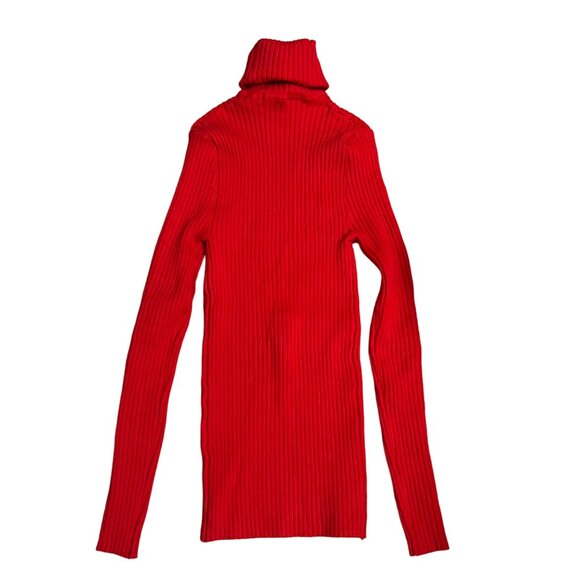 Giu Giu Nonna Red Ribbed Long Sleeve Turtleneck Sweater Womens Size Medium - Picture 3 of 3